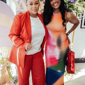 Vibrant Orange and Pink Sleeveless dress